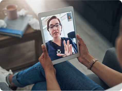 Telehealth consultation on a tablet